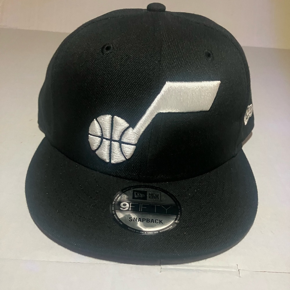 New Era Black Snapback with White Utah Jazz Logo